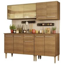 Cozinha Completa Madesa Emilly Drive com Balcão e Armário Aéreo Reflex Rustic