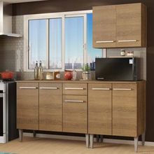 Cozinha Compacta Madesa Emilly Free com Armário e Balcão Rustic