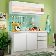 Cozinha Compacta 100% MDF Madesa Smart 120 cm Modulada Com Balcão e Tampo Branco