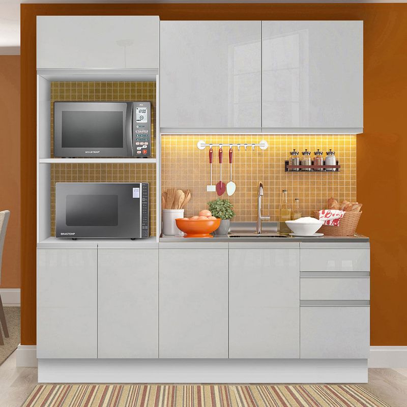 Kit com 2 Balcões de Cozinha Madesa Acordes 100% MDF (Sem Tampo e