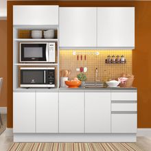 Cozinha Compacta Madesa Laura 7 Portas 3 Gavetas (Sem Tampo e Pia) Branco