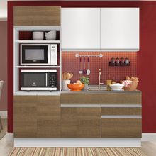 Cozinha Compacta Madesa Lívia 6 Portas 2 Gavetas (Sem Tampo e Pia) Branco/Rustic/Branco