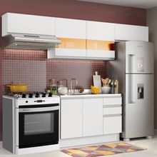 Cozinha Compacta Madesa Marina Com Armário e Balcão (Sem Tampo e Pia) Branco