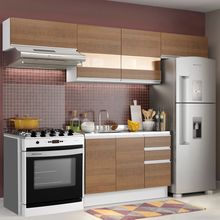 Cozinha Compacta Madesa Marina Com Armário e Balcão (Sem Tampo e Pia) Branco/Rustic