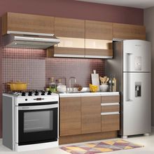 Cozinha Compacta Madesa Marina Com Armário e Balcão (Sem Tampo e Pia) Rustic