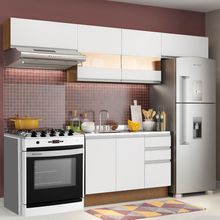 Cozinha Compacta Madesa Marina Com Armário e Balcão (Sem Tampo e Pia) Rustic/Branco