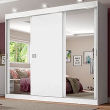 Guarda-Roupa Casal Madesa Napoli 3 Portas de Correr 2 Portas com Espelho Branco