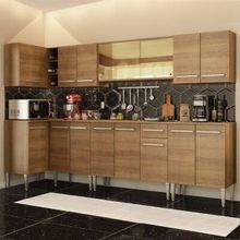 Cozinha Completa de Canto Madesa Emilly Mega com Armário Vidro Reflex e Balcão Rustic