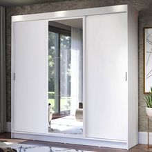 Guarda-Roupa Casal Madesa Istambul 3 Portas de Correr com Espelho 3 Gavetas Branco