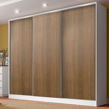 Guarda Roupa Casal 100% MDF Madesa Royale 3 Portas de Correr Branco/Rustic