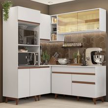 Cozinha Completa de Canto Madesa Reims 332001 com Armário e Balcão Branco
