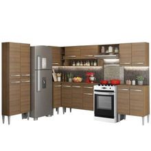 Cozinha Completa de Canto Reto Madesa Emilly Moon com Armário e Balcão 15 Portas 1 Gaveta Rustic