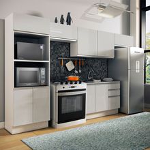 Cozinha Completa Madesa Acordes 100% MDF Com Armário e Balcão Portas Branco Brilho