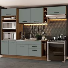 Cozinha Completa Madesa Agata 290002 com Armário e Balcão (Sem Tampo e Pia) Rustic/Cinza