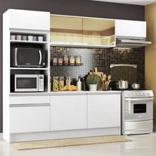 Cozinha Completa Madesa Diamante com Armários, Balcão e Tampo Branco