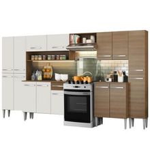 Cozinha Completa Madesa Emilly Joy com Armário e Balcão 15 Portas 1 Gaveta Rustic/Branco