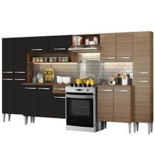 Cozinha Completa Madesa Emilly Joy com Armário e Balcão 15 Portas 1 Gaveta Rustic/Preto