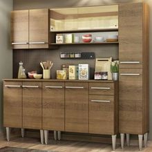 Cozinha Completa Madesa Emilly Sky com Armário Vidro Reflex e Balcão Rustic