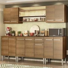 Cozinha Completa Madesa Emilly Smile com Balcão e Armário Vidro Reflex Rustic