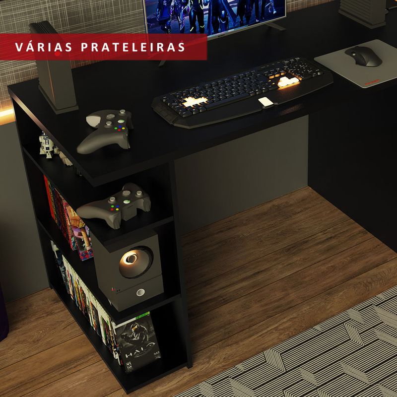 Mesa Gamer Madesa 9409 e Painel para TV até 50 Polegadas Branco