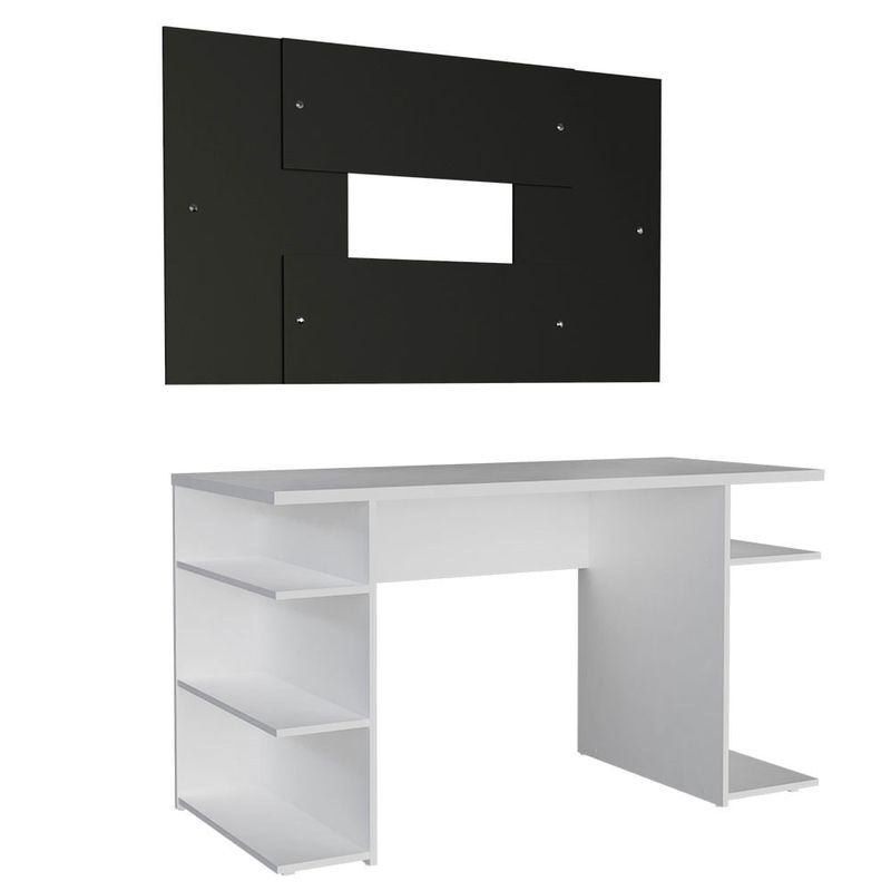 Mesa Gamer Madesa 9409 e Painel para TV até 58 Polegadas Branco/Preto