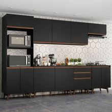 Cozinha Completa Madesa Reims 320002 com Armário e Balcão Preto