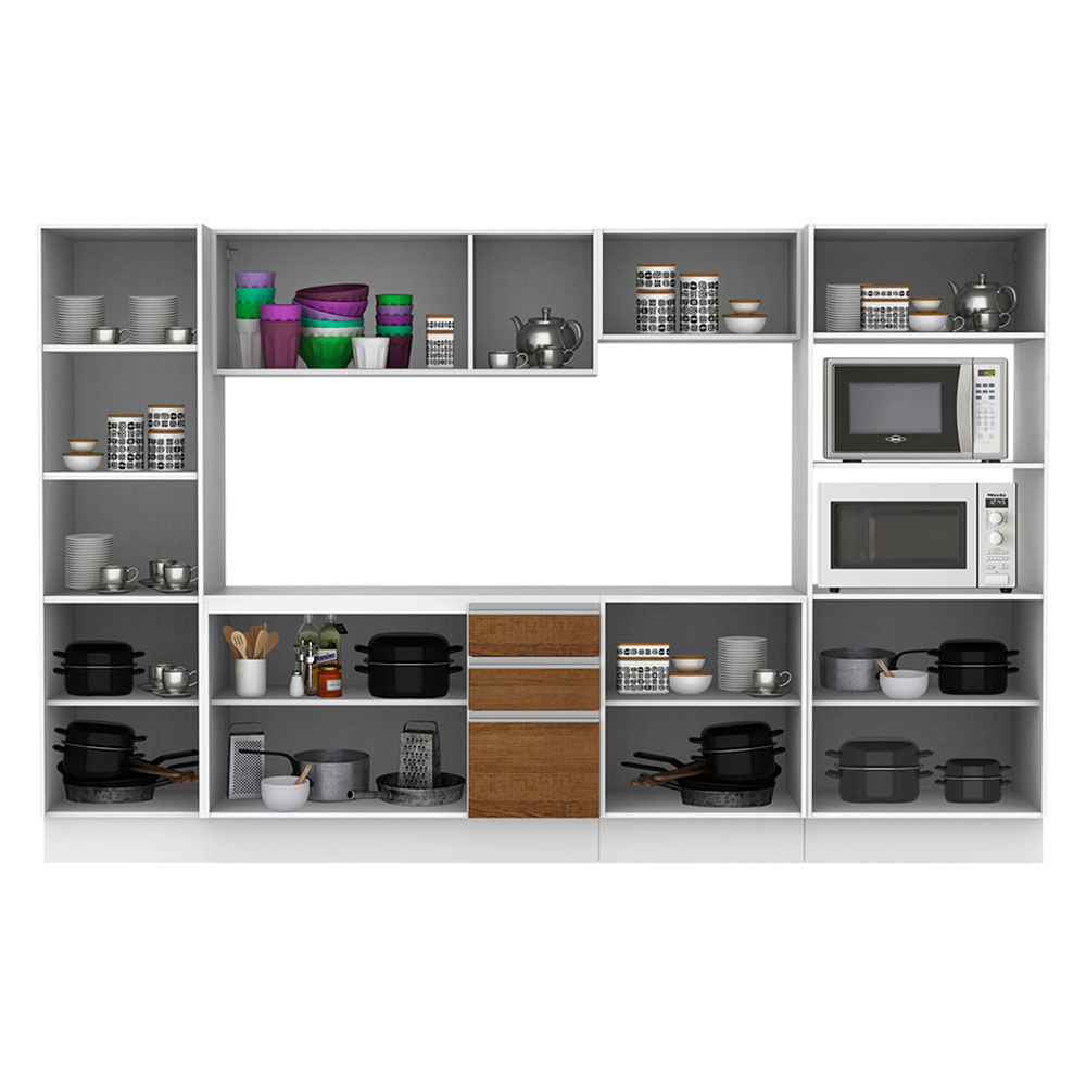 Cozinha Completa 100% Mdf Madesa Smart 300 cm Com Armário, Balcão