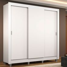 Guarda Roupa Casal Madesa Mônaco 3 Portas de Correr com Pés Branco
