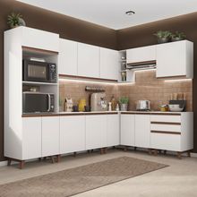Cozinha Completa de Canto Madesa Reims 462001 com Armário e Balcão Branco