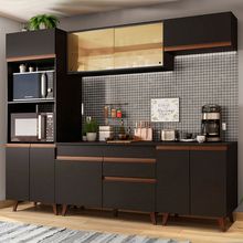 Cozinha Completa Madesa Reims 260002 com Armário e Balcão Preto