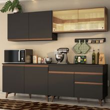 Cozinha Completa Madesa Reims 240001 com Armário e Balcão Preto/Rustic