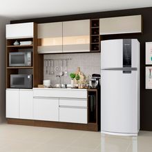 Cozinha Completa Madesa Safira com Armário e Balcão (Sem Tampo e Pia) Branco/Crema