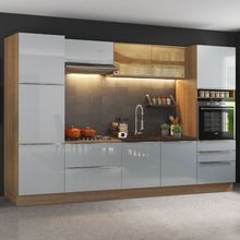 Cozinha Completa Madesa Lux com Armário e Balcão Rustic/Cinza