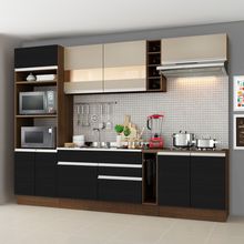 Cozinha Completa Madesa Vicenza com Armário e Balcão (Sem Tampo e Pia) Rustic/Preto/Crema