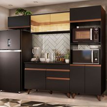 Cozinha Completa Madesa Reims 260001 com Armário e Balcão Preto
