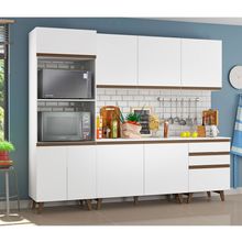 Cozinha Completa Madesa Reims com Balcão 8 Portas 3 Gavetas Branco