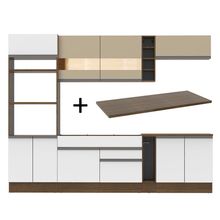 Cozinha Completa Madesa Vicenza com Armário e Balcão Rustic/Branco/Crema + Tampo