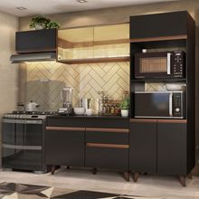 Cozinha Completa Madesa Reims XA260001 com Armário e Balcão Preto/Rustic