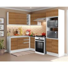 Cozinha Completa Madesa 100% MDF Acordes de Canto Rustic/Branco