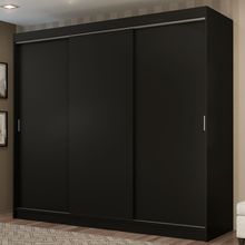 Guarda-Roupa Casal Madesa Kansas 3 Portas de Correr 3 Gavetas Preto