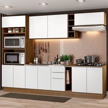 Cozinha Completa Madesa Stella 290001 com Armário e Balcão Rustic/Branco