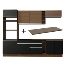 Cozinha Completa Madesa Vicenza com Armário e Balcão Rustic/Preto + Tampo