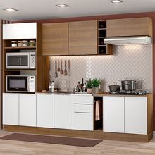 Cozinha Completa Madesa Stella 290001 com Armário e Balcão Rustic/Branco