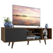 Rack Madesa Dubai para TV até 65 Polegadas com Pés Rustic/Preto/Rustic