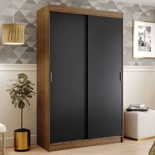 Guarda Roupa Solteiro Madesa Tokio 2 Portas de Correr 2 Gavetas Rustic/Preto
