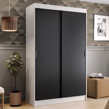 Guarda Roupa Solteiro Madesa Tokio 2 Portas de Correr 2 Gavetas Branco/Preto