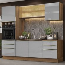 Cozinha Completa Madesa Lux 240002 com Armário e Balcão Rustic/Cinza