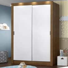 Guarda-Roupa Infantil Madesa Enzo 2 Portas de Correr Rustic/Branco