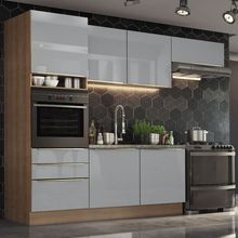 Cozinha Completa Madesa Lux com Armário e Balcão 6 Portas 3 Gavetas Rustic/Cinza