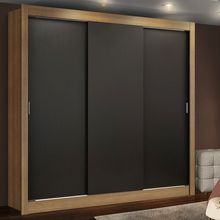 Guarda Roupa Casal Madesa Lyon 3 Portas de Correr 2 Gavetas Rustic/Preto